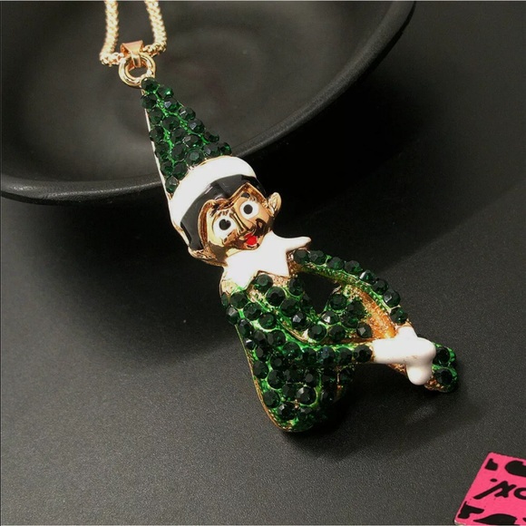 New Betsey Johnson Christmas Elf Pendant Necklace - Picture 3 of 5